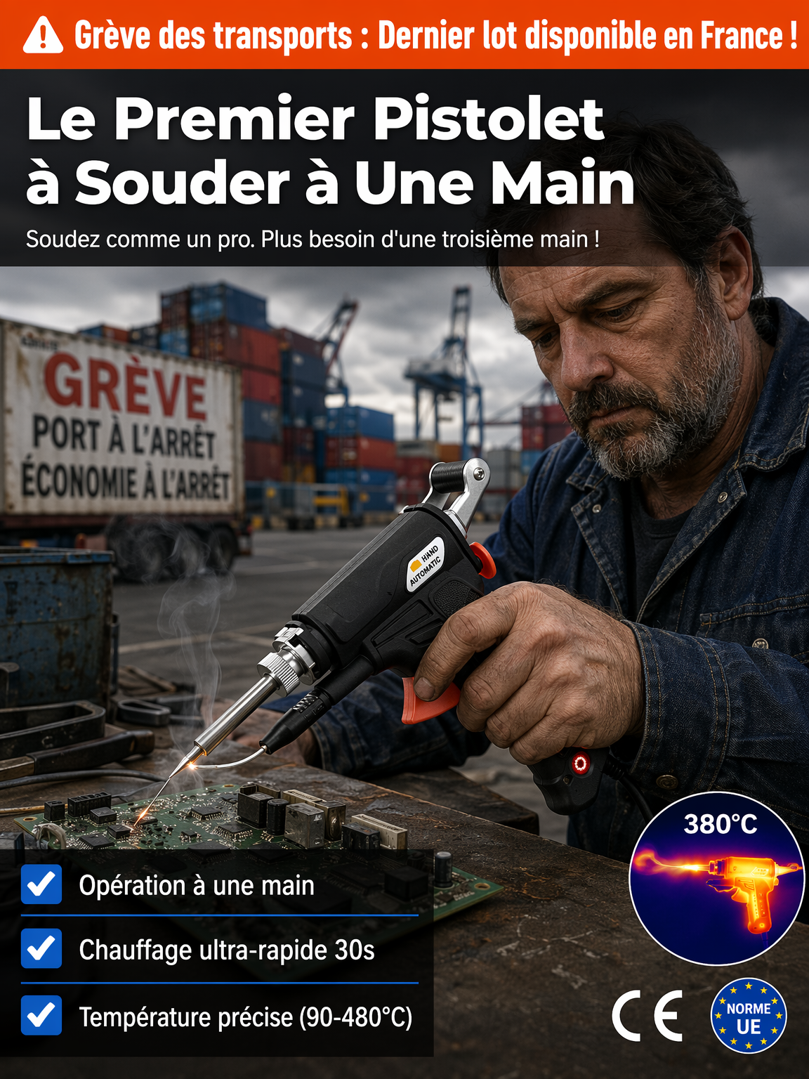 Soudeur Laser Portable Pro (90-480°C) | Zéro Étincelle| Sans Expérience, Résultat Pro en 0.1s 