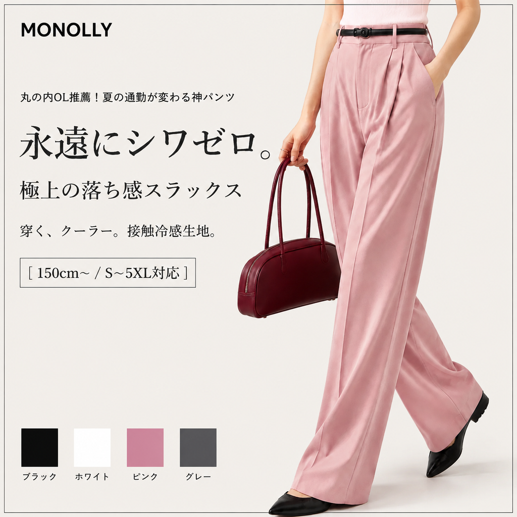 Monolly 骨格ウェーブ大優勝スラックス | オンオフ両立のこなれ感
