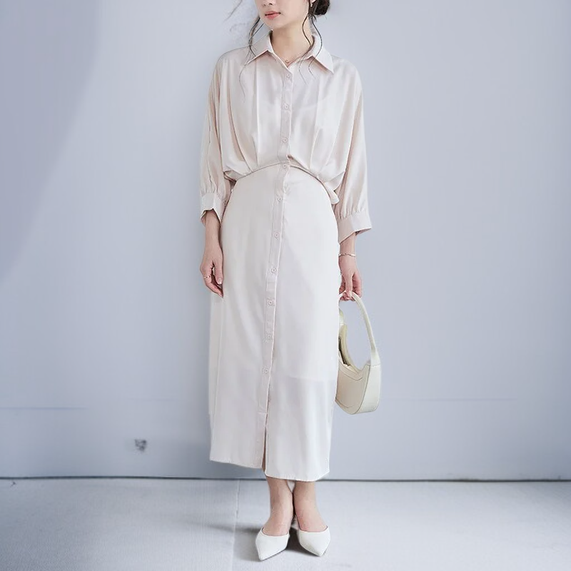 人気バットスリーブ女性用オフィスドレス