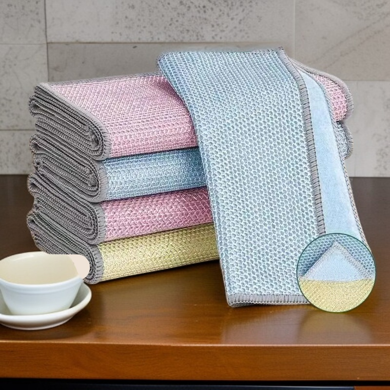 Double sided steel wire coconut wipes for powerful stain removal