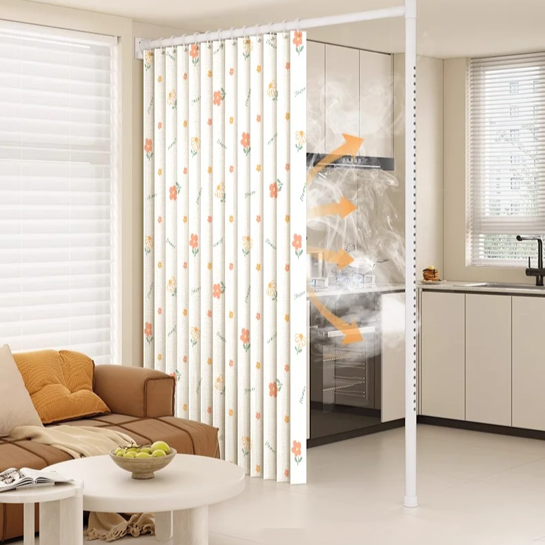 Cortina plegable sin taladro para dividir sala y crear dos habitaciones