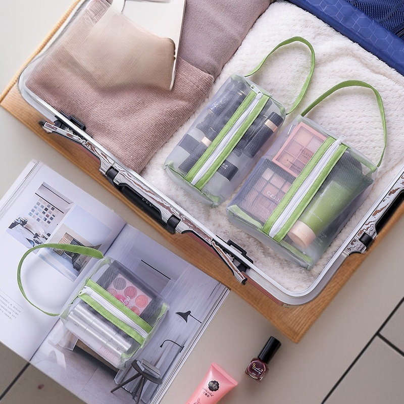 휴대용 투명 세면 파우치 수영장 여행 샤워백
