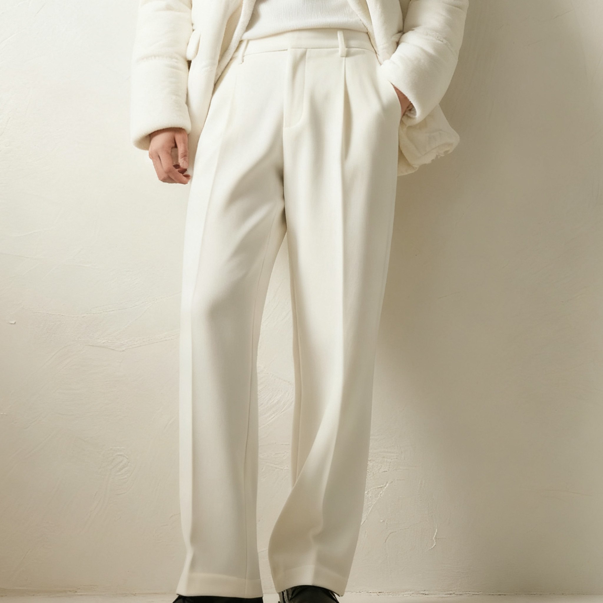 화이트 심플 신사 슬랙스 전체 이미지