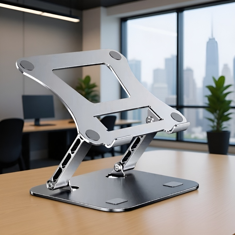 Support d’ordinateur en acier carbone, pliable, surélevé, pour bureau, avec ventilation