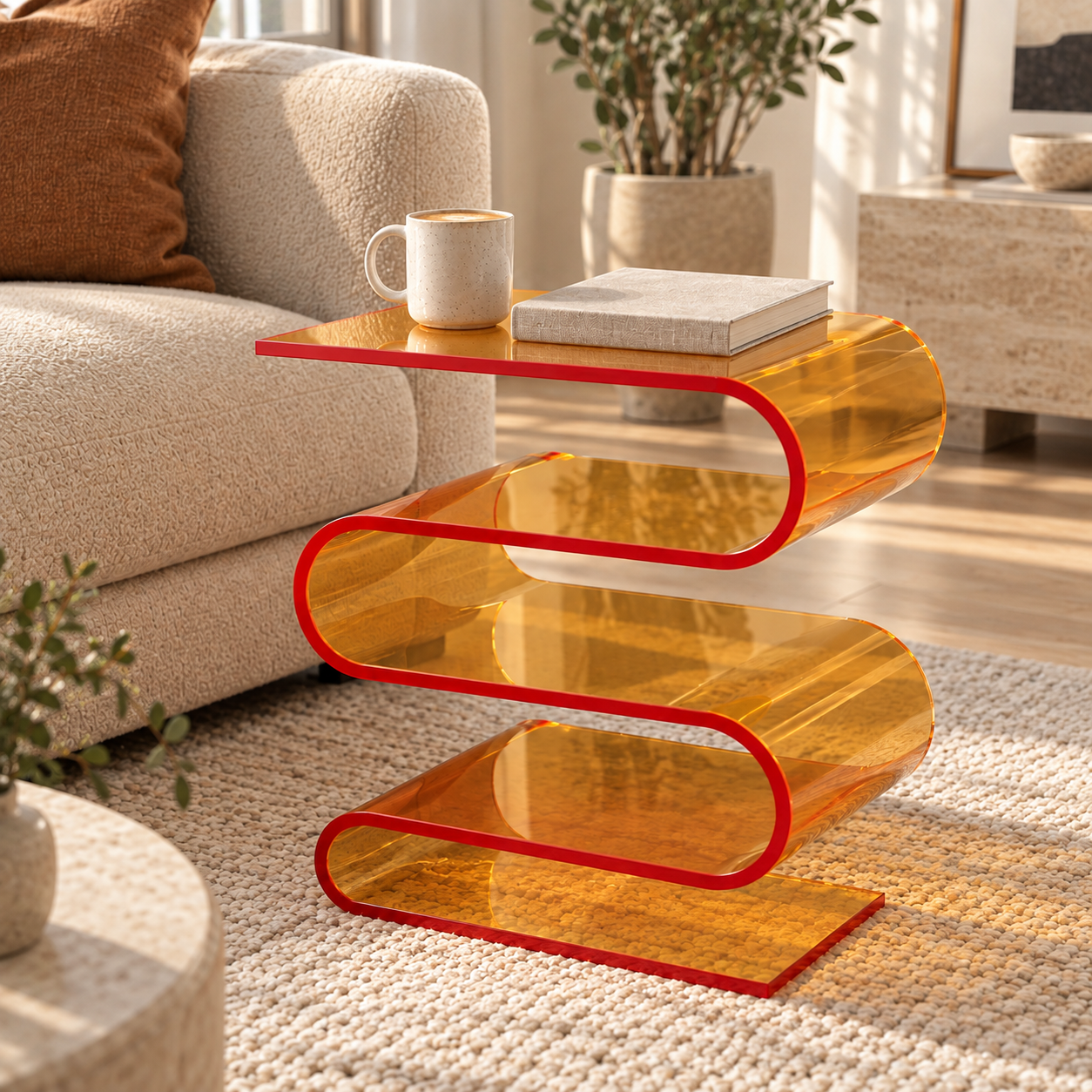 Transparenter Sofatisch für das Schlafzimmer