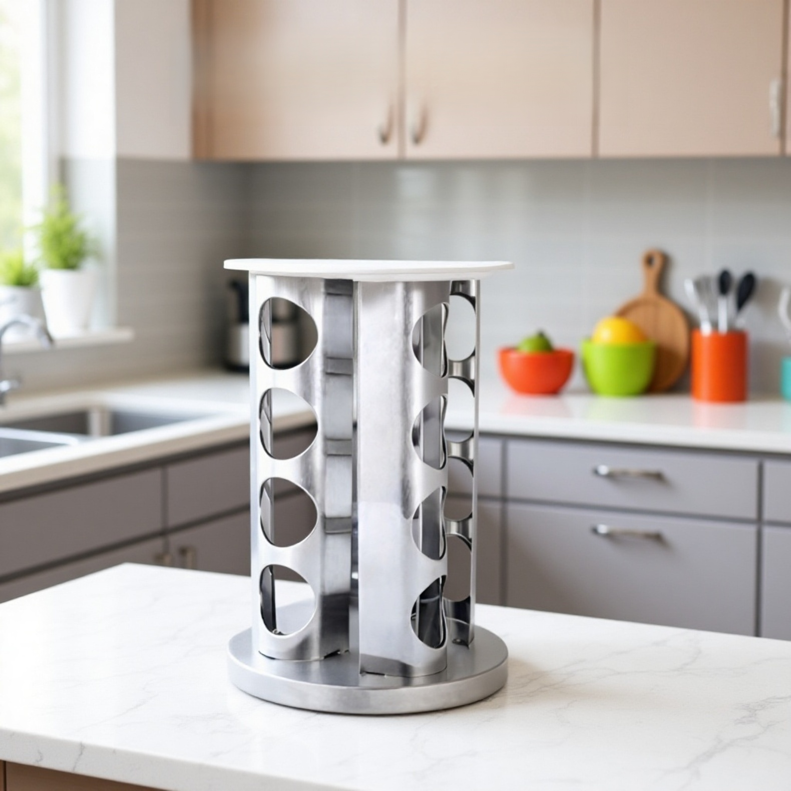 회전 가능한 스테인리스 스틸 양념통 선반