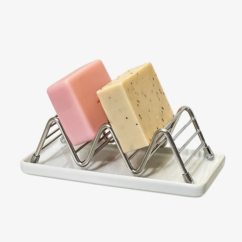 Porte-savon égouttoir en acier inoxydable pour salle de bain avec étagère de lavage à la main