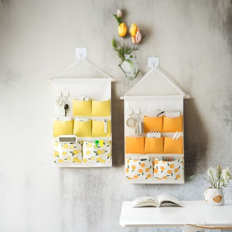 布製壁掛け収納バッグ ベッドサイドの壁 ドア掛け 携帯電話収納ポケット 寮の壁掛けアーティファクト