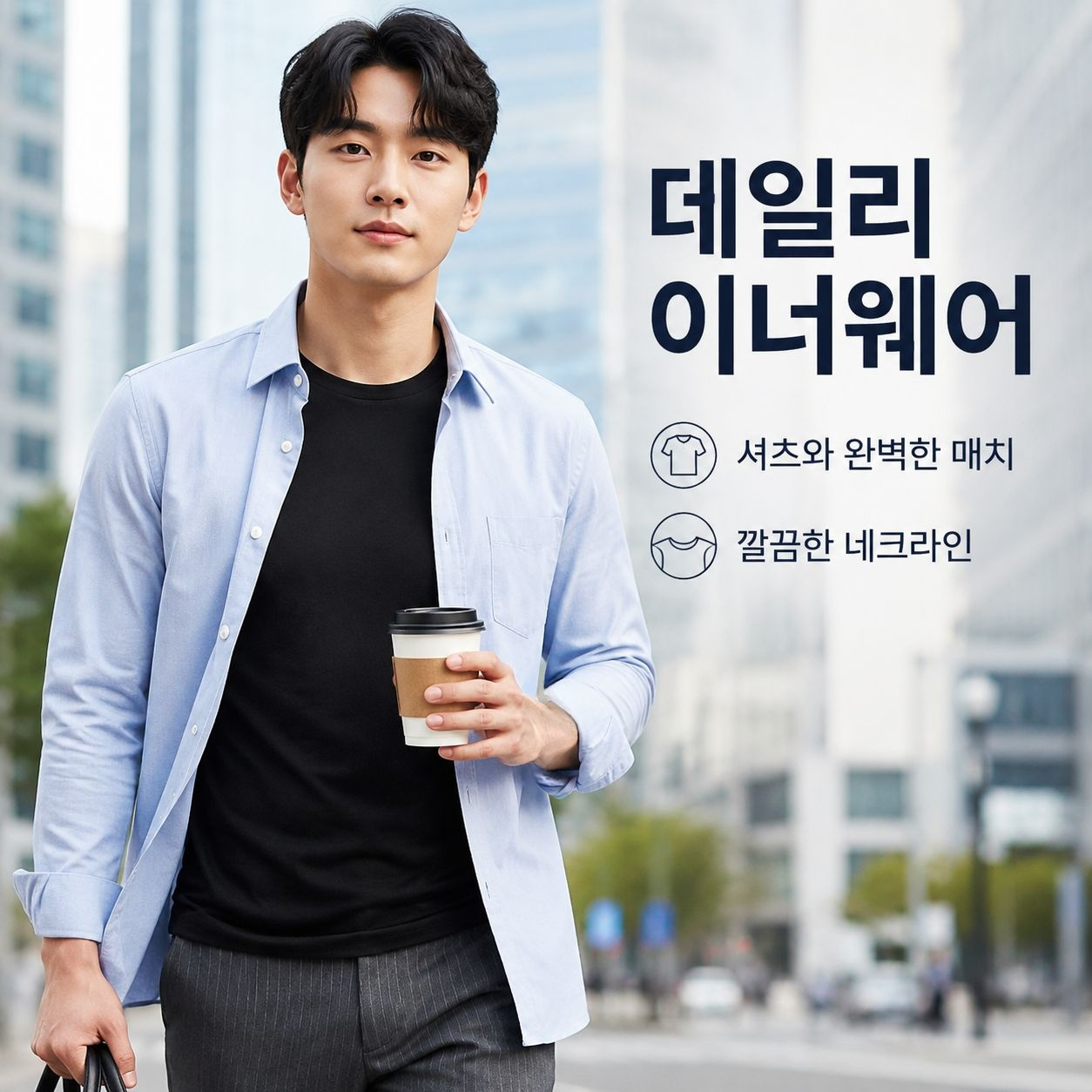 남자 통기성 솔리드 슬림핏 반팔 이너 티셔츠