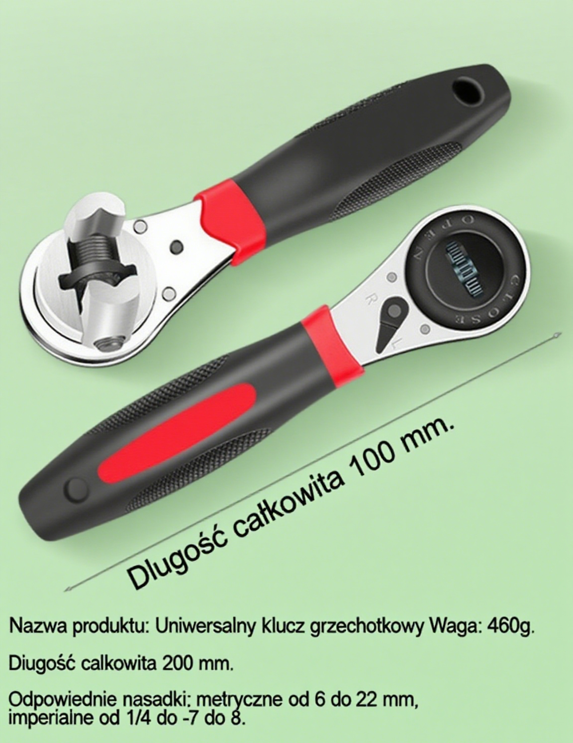  Regulowany klucz grzechotkowy wielorozmiarowy