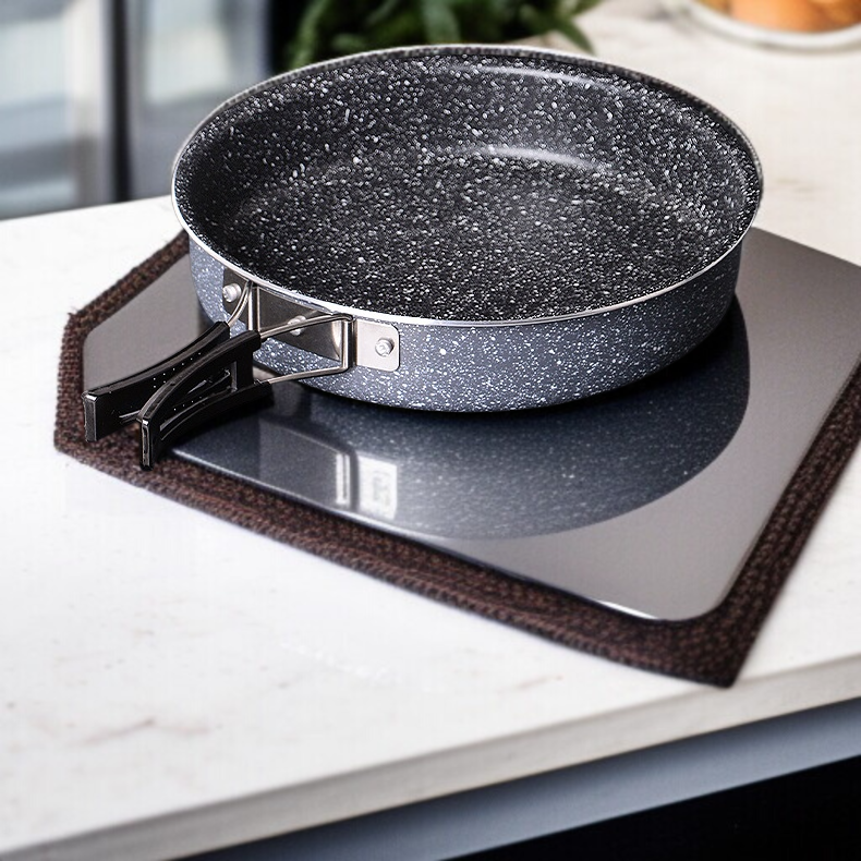 아웃도어 캠핑 라지 접이식 논스틱 후라이팬 맥반석 볶음팬