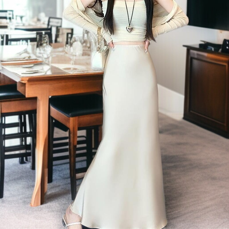 여름 하계 하기 왜소한 사람 꼬마 꼬맹이 여자 블랙 목이 긴 머메이드 스커트 스커트녀 붕대감기 긴 치마