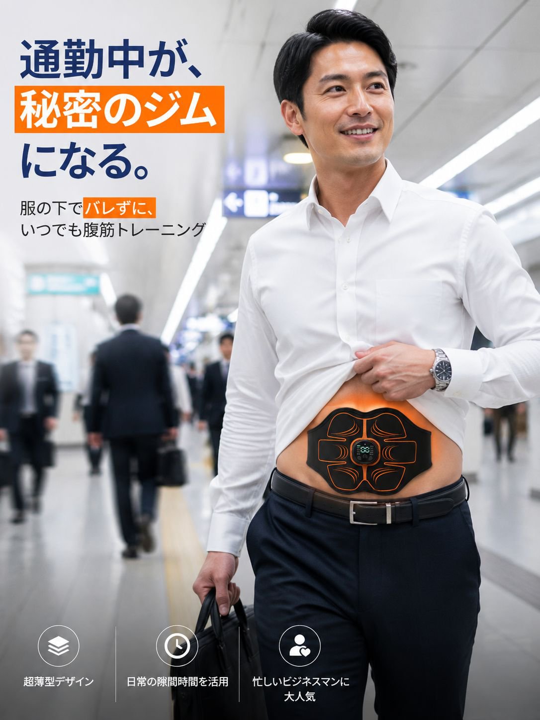 EMSスマート腹筋パッド 8パック筋トレベルト