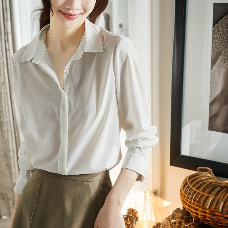 봄 한범 여 긴팔 셔츠 솔리드 이너 쉬폰 상의 봄 한범 긴팔 셔츠 이너 쉬폰 셔츠