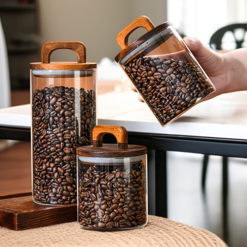 아메리칸 스타일 유리 수납병 차 간식 커피빈 디스플레이병