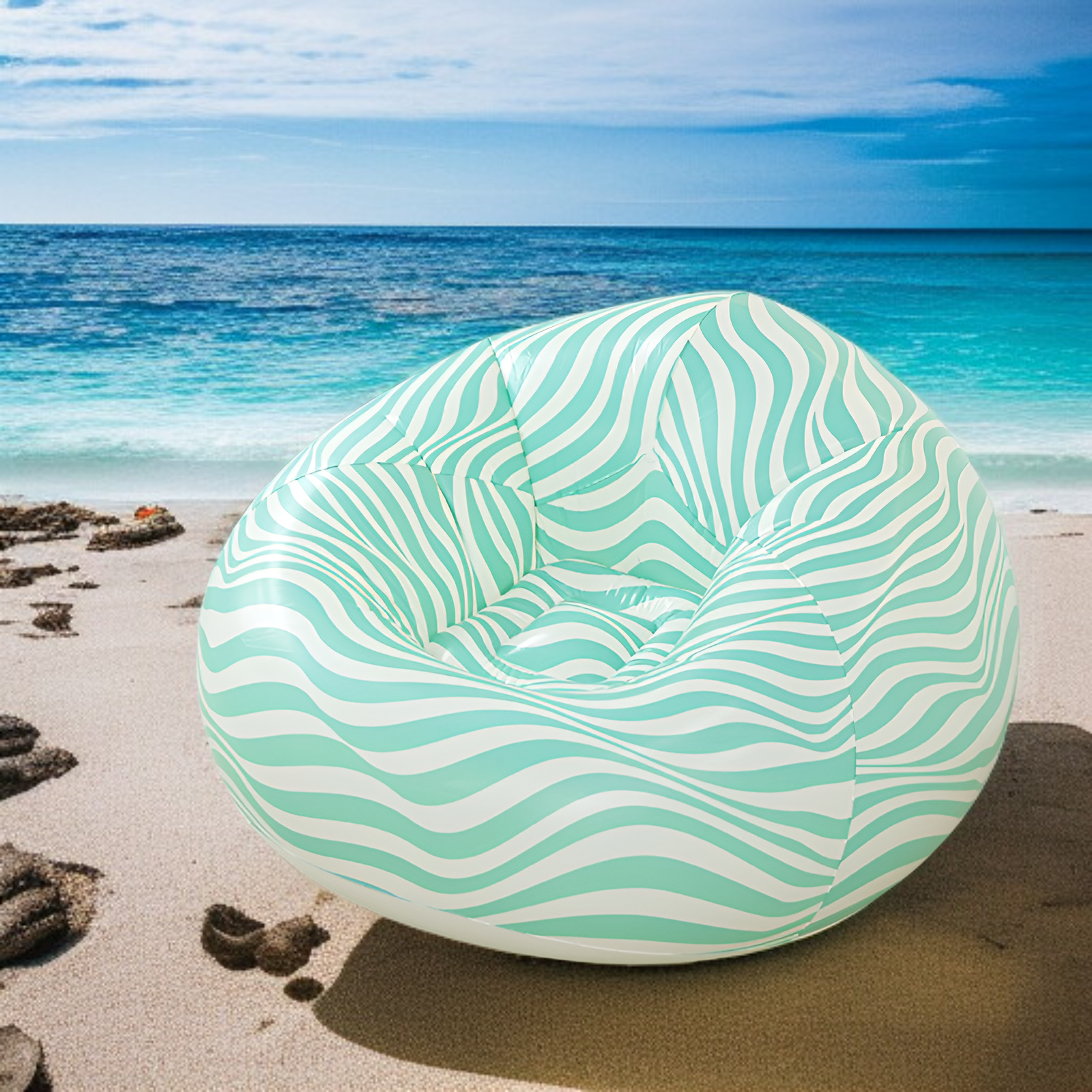 접이식 컬러풀 스트라이프 공기주입식 소파