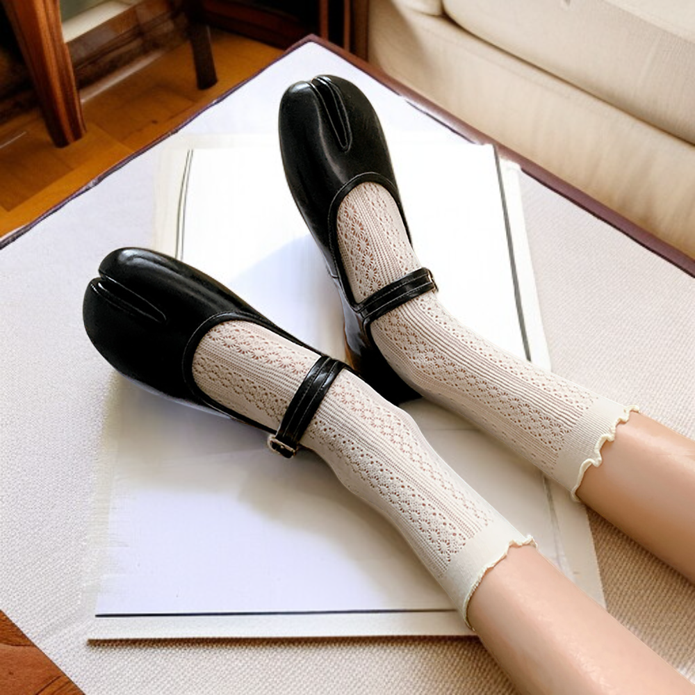 1足/2足 女性用メッシュレースアンクルソックス 春夏用