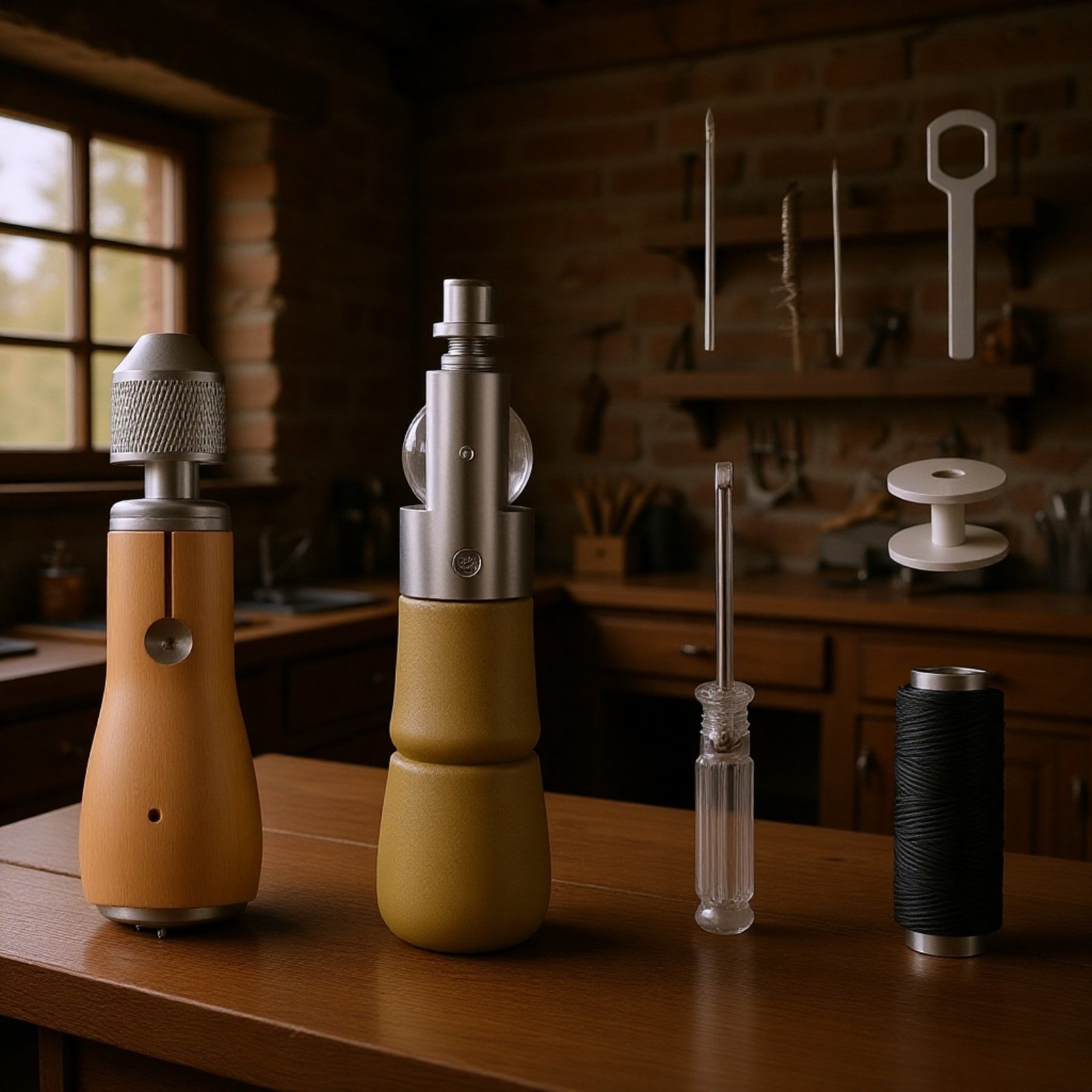 Lederbearbeitung mit Handnähwerkzeug