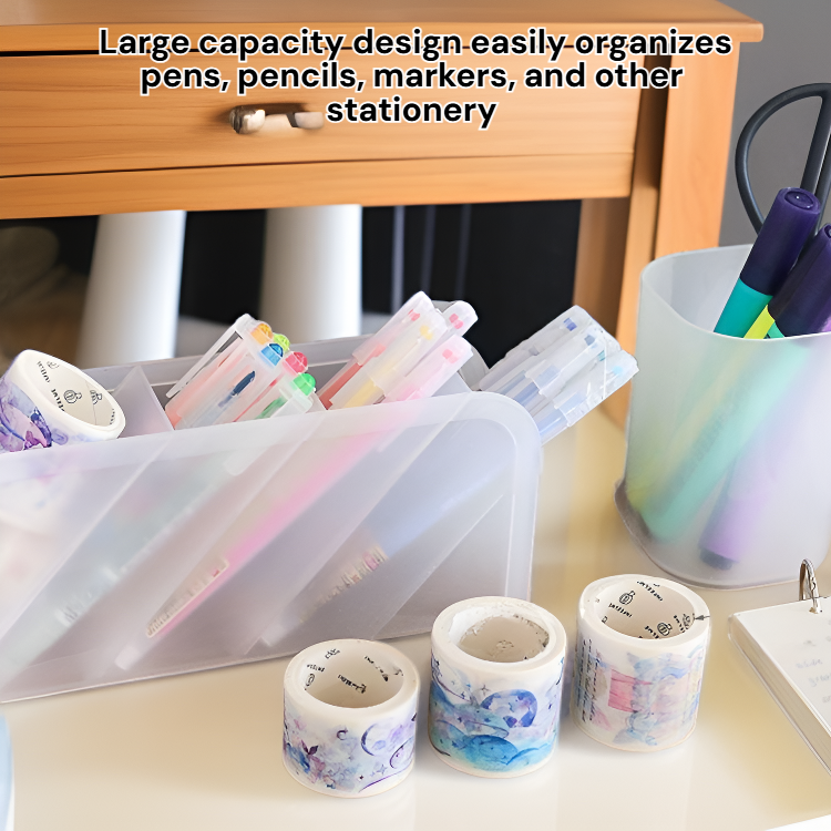 Large Capacity Frosted Slanted Pen Holder, Student Desktop Storage Box