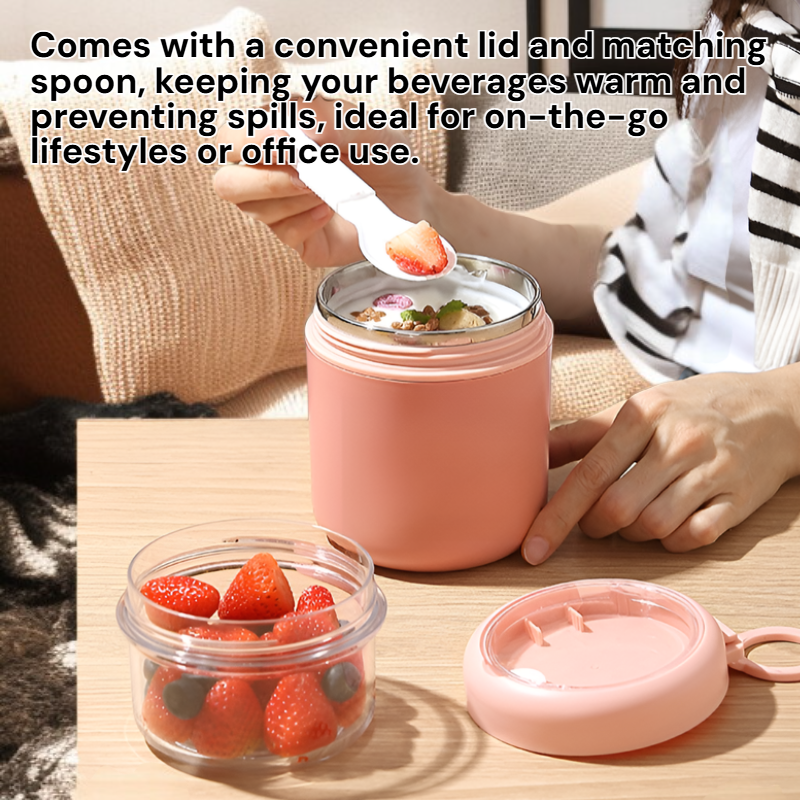 Multifunctional Oatmeal Cup with Lid and Spoon