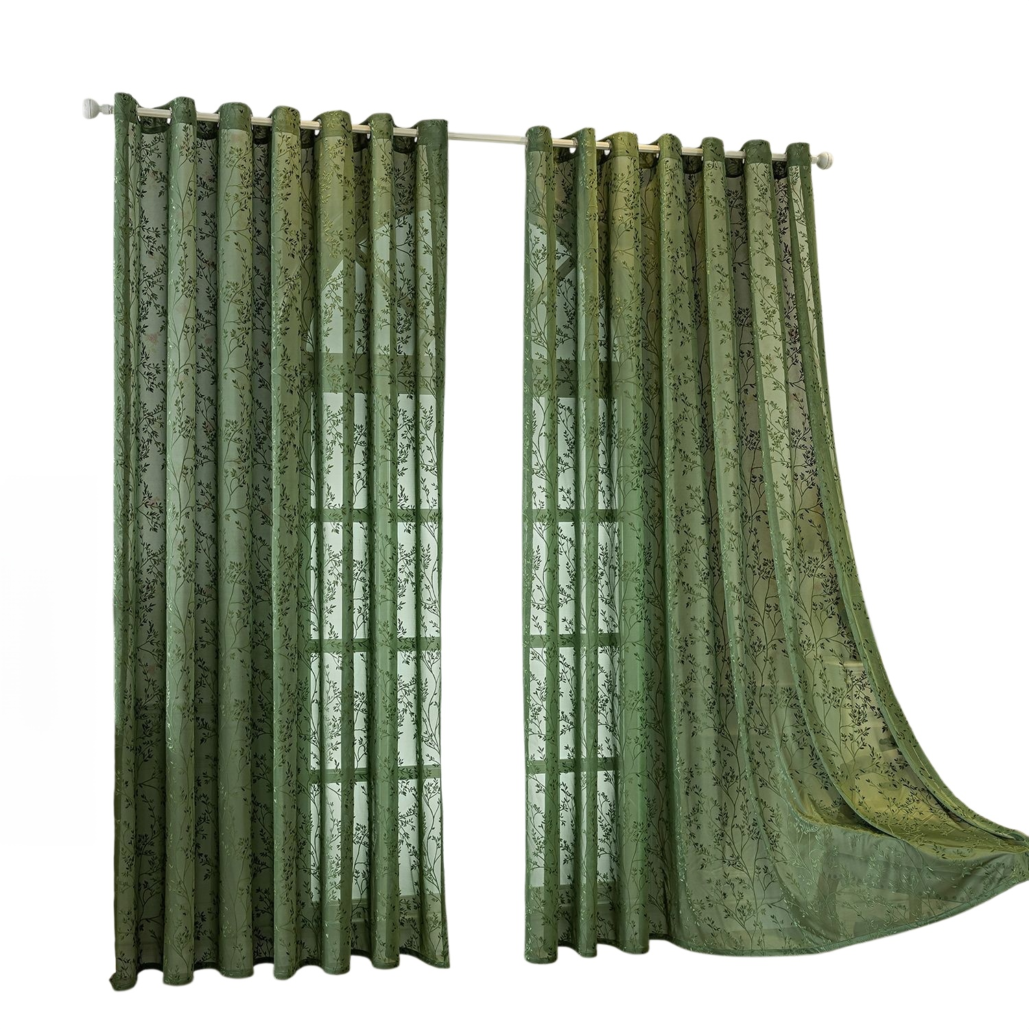 Tree Branch Decor Blackout Curtain Fabric Luxury Transparent Window Screen