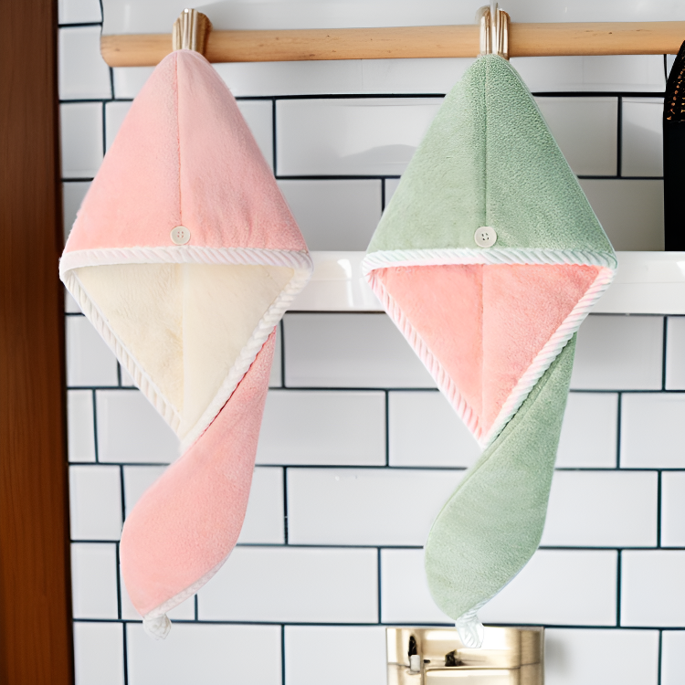 素早く吸水するヘアタオル