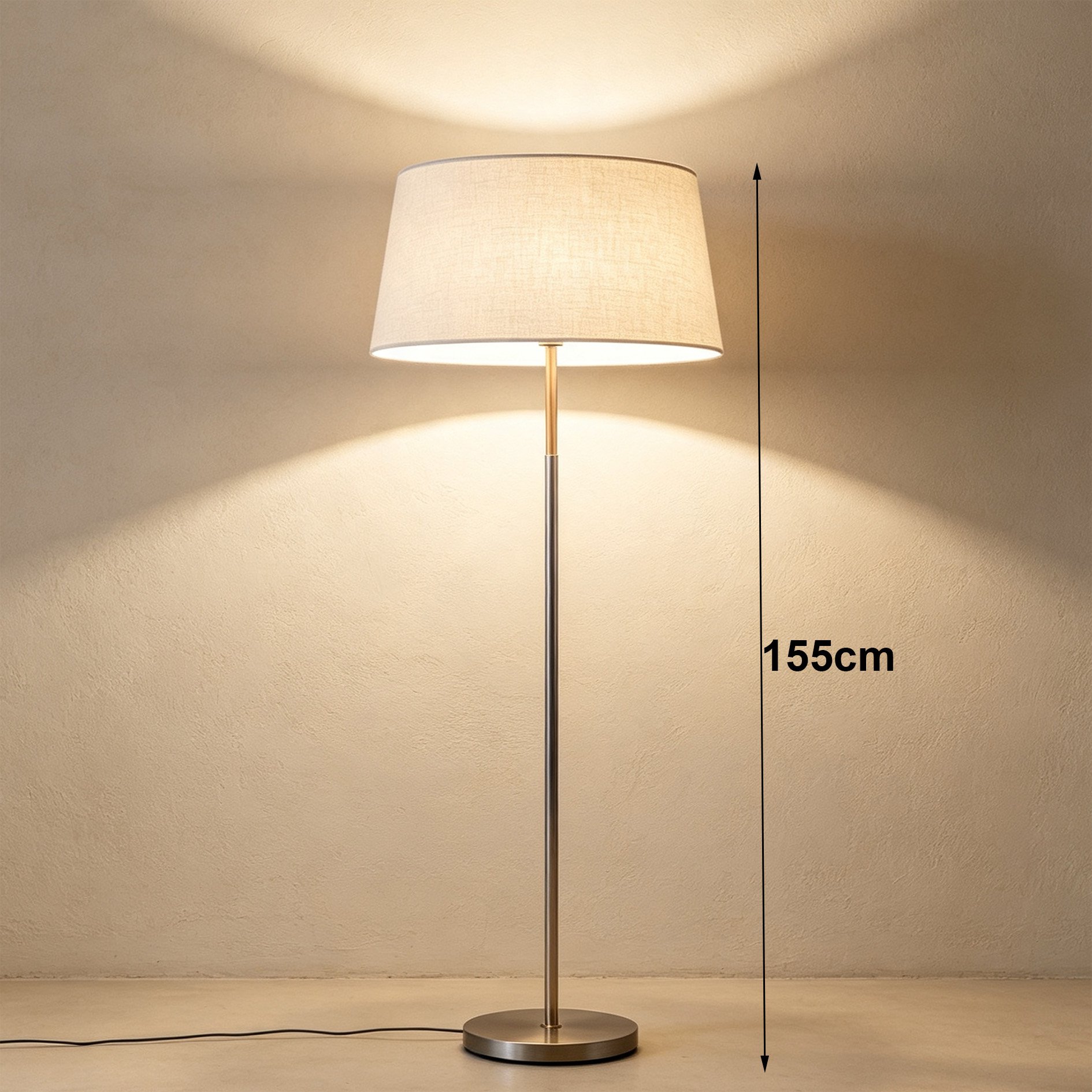 Tall floor lamp with stylish fabric shade