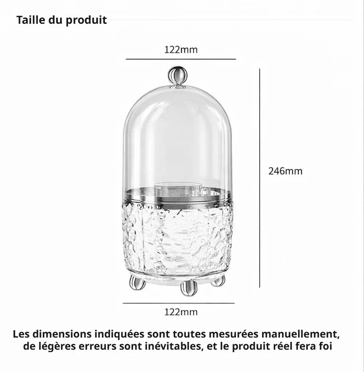 Boîte transparente pour organisation de maquillage