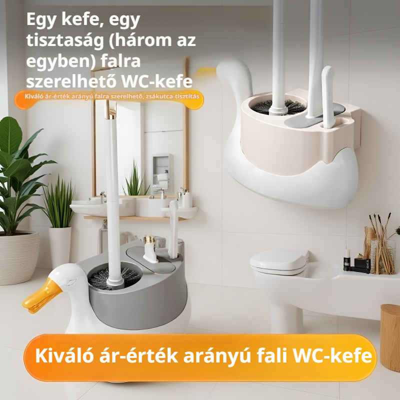 Fehér Hattyú 3 az 1-ben WC-kefe Fali WC-kefe Készlet