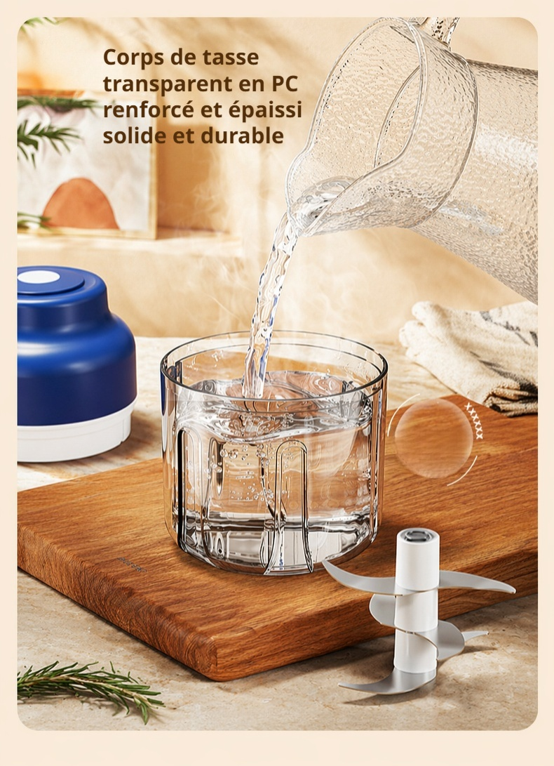 Mini hachoir électrique pour préparation rapide des repas
