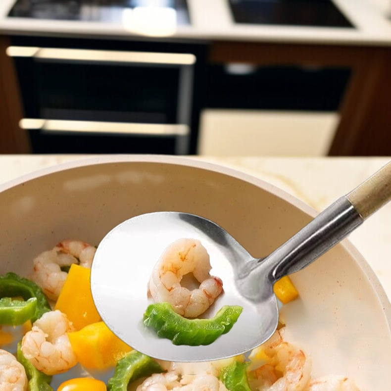 농가 토가 논스틱 냄비 나무 손잡이 둥근 주걱 모자 볶음 주걱 냄비 나무 손잡이 둥근 주걱