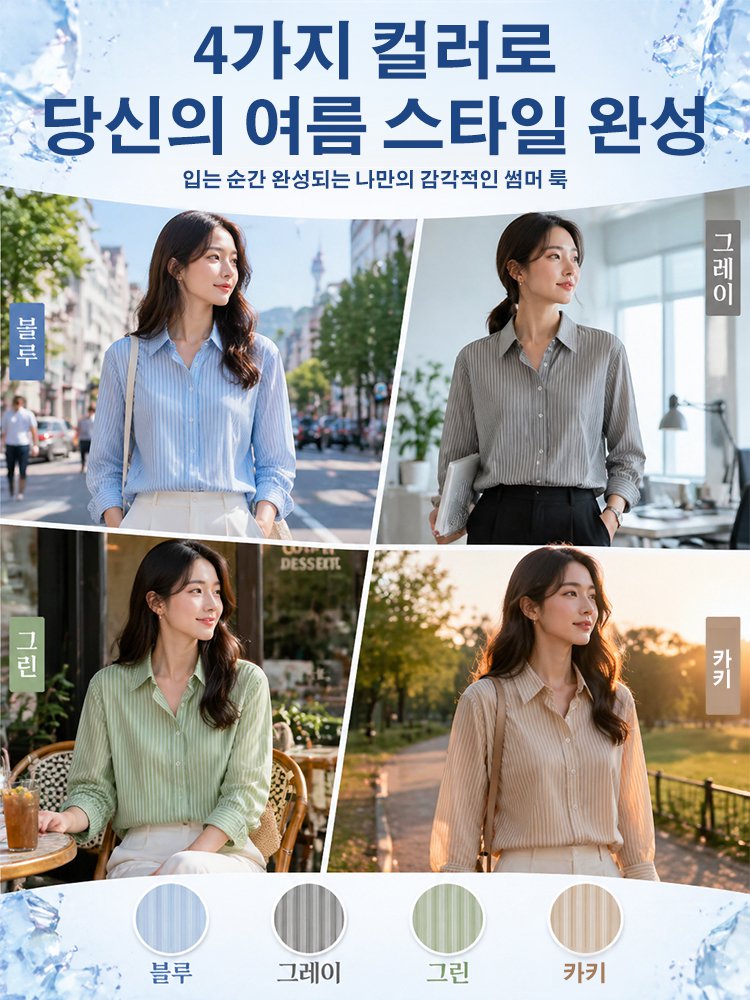 여성용 UV차단 쿨링 스트라이프 셔츠