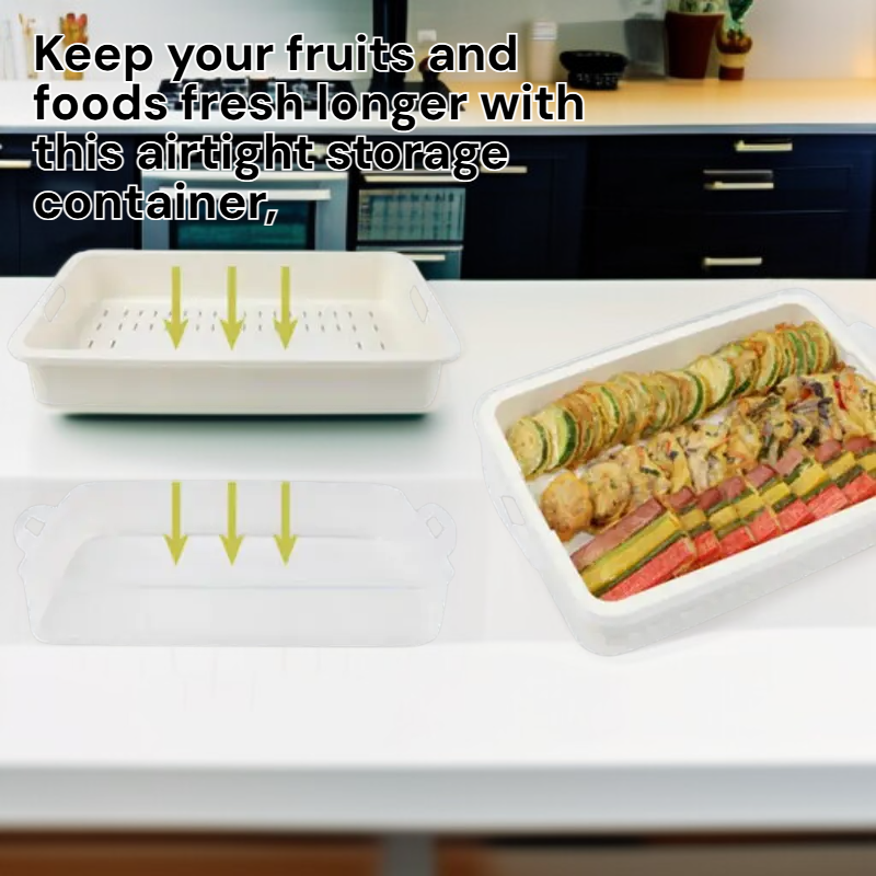 Airtight Grain Heating Plastic Container with Fruit Lid for Refrigerator Storage