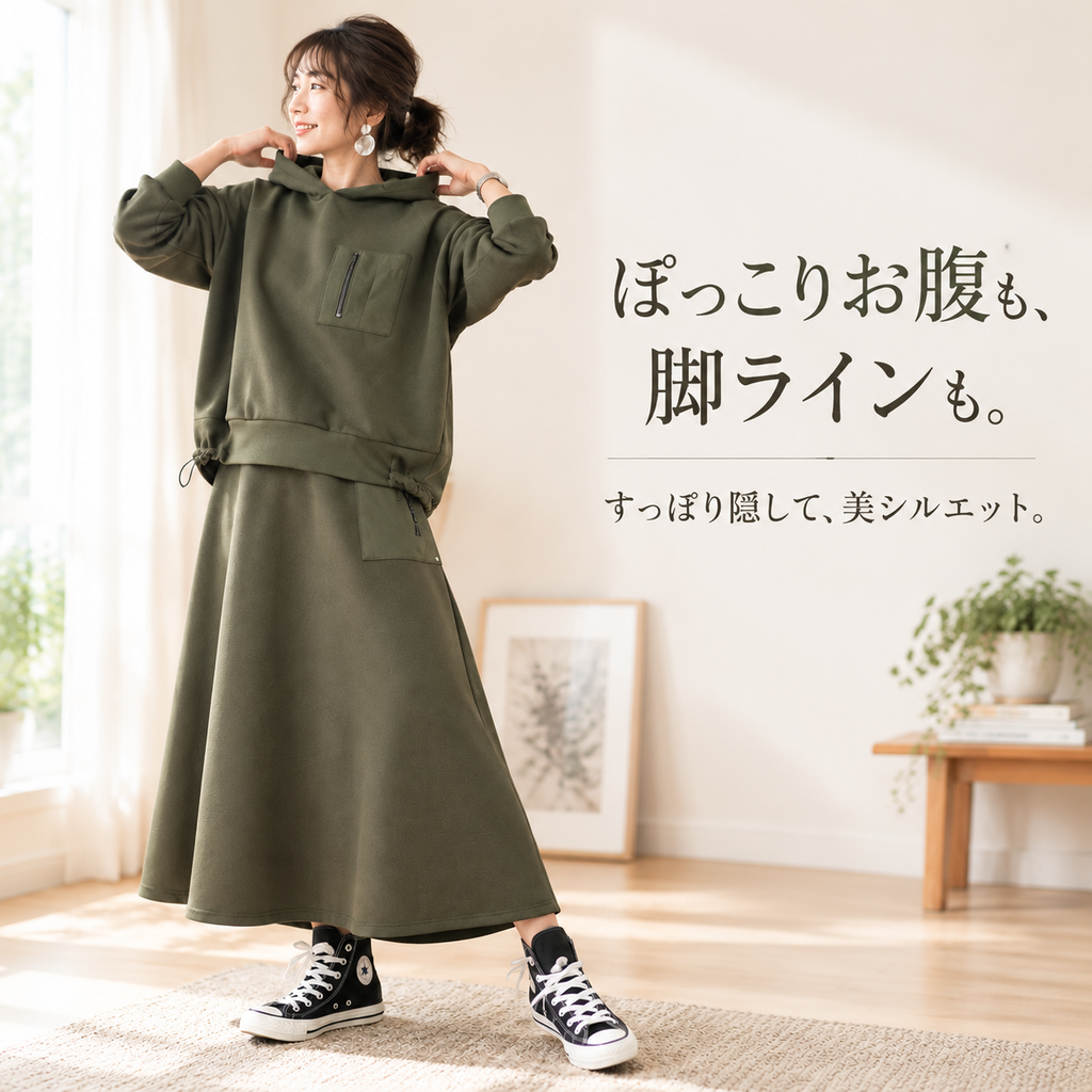 日系切り替え長袖スウェットセットアップ春秋冬2点セット