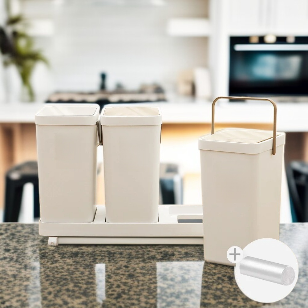 سلة مهملات بلاستيكية كبيرة للاستخدام المنزلي في المطبخ بدون غطاء