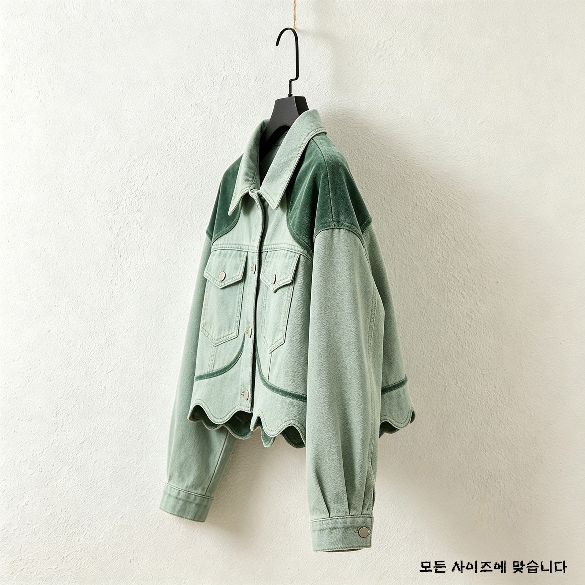 스타일리시한 데님 재킷 디테일 사진