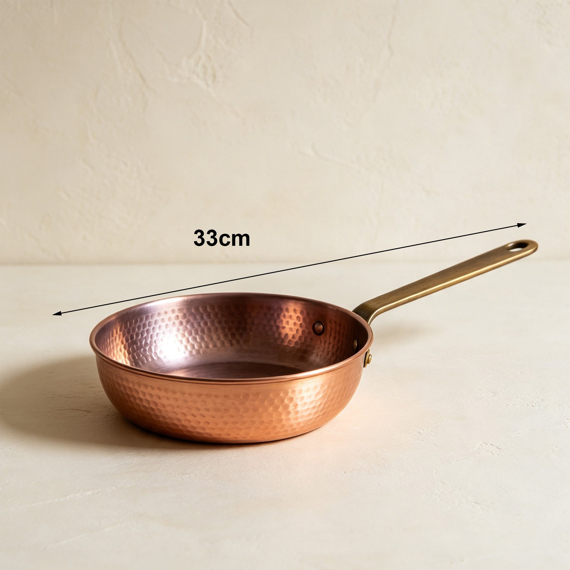 Handcrafted hammered copper pan for gourmet cooking