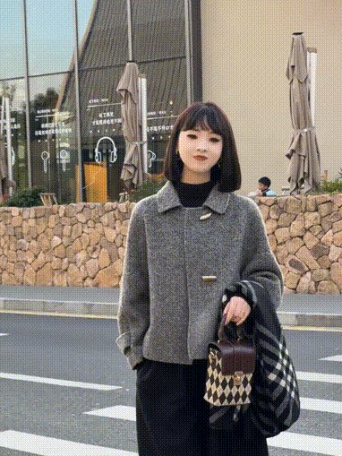 ショート丈ウールコート  秋冬 ショート丈 厚手保温 吸湿 通気 おしゃれ 防寒防風 着痩せ 肌に優しい あたたかい 超柔らかい ウールコート 