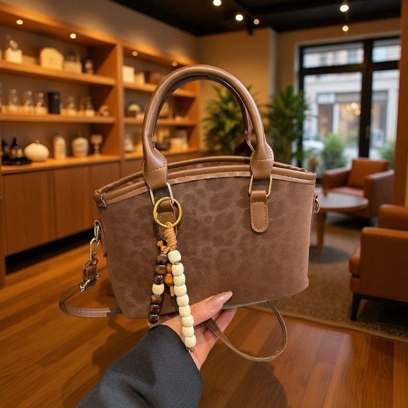 レトロ調スエードワンショルダーバッグ・ハンドバッグ