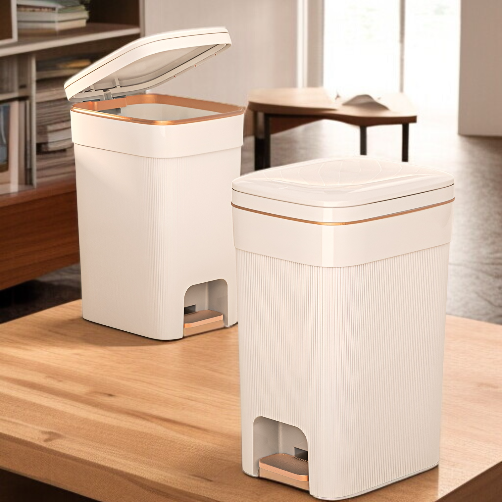 家庭用キッチンゴミ箱縦型パターン大容量ゴミ箱リビングルームバスルームゴミ箱蓋付きトイレゴミ箱寝室大型ゴミ箱高級ゴミ箱