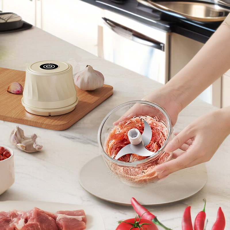 Batidora de ajo eléctrica para cocina, picadora de carne multifuncional