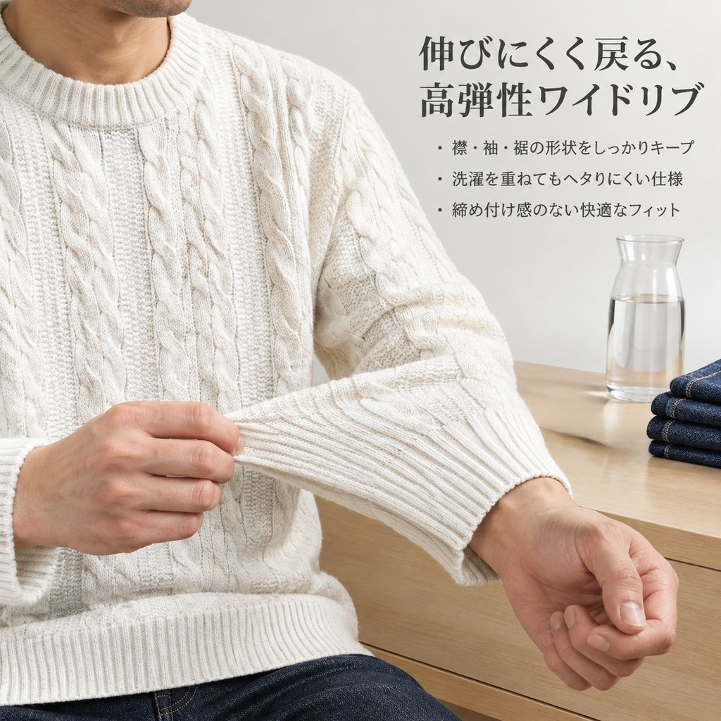 メンズ レトロ ケーブル編み クルーネック ニットセーター 秋冬 厚手 無地 プルオーバー