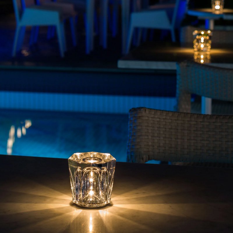 簡約室內照明無線可擕式水晶檯燈