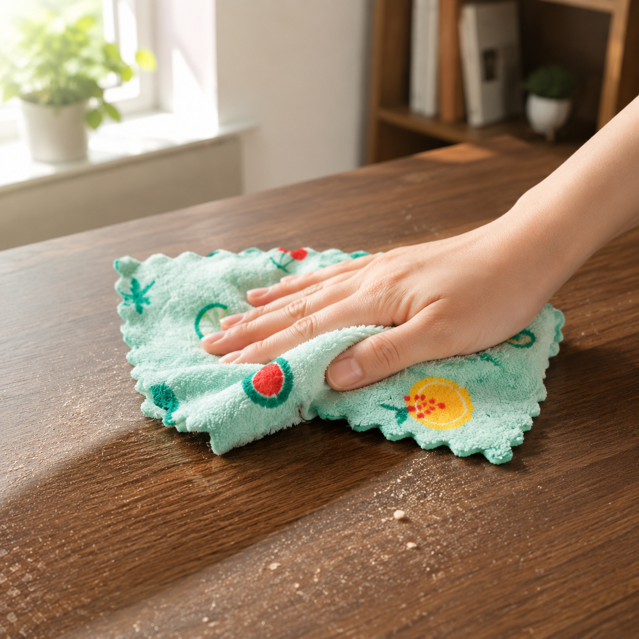 Double-Sided Printed Cartoon Coral Fleece Super Absorbent Dishwashing Rag/Cleaning Cloth