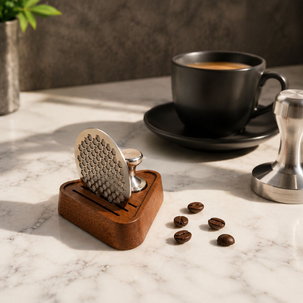 Coffee Distribution Mesh Storage Base, Universal Wooden Filter Holder