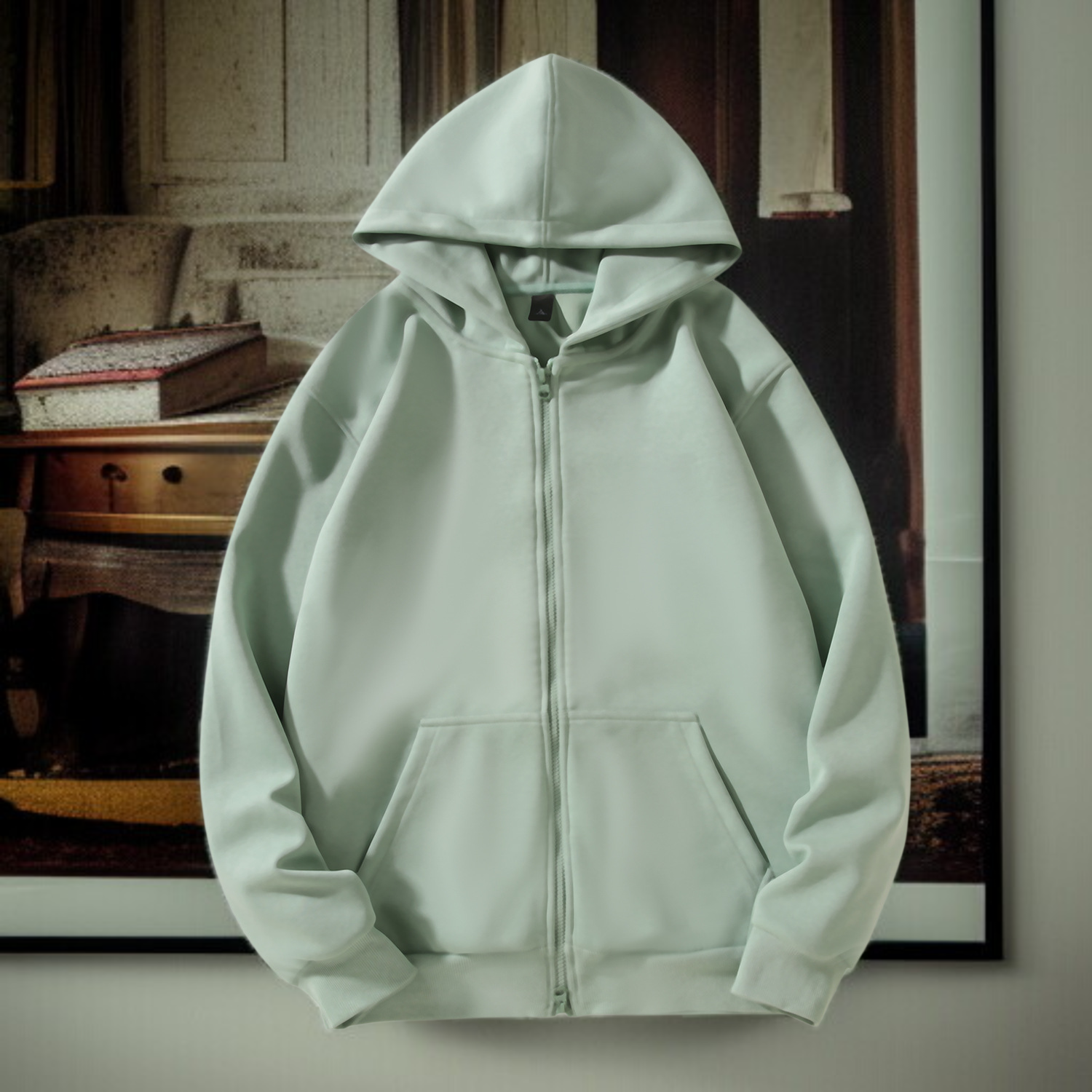 フード付きカーディガンスウェットシャツ