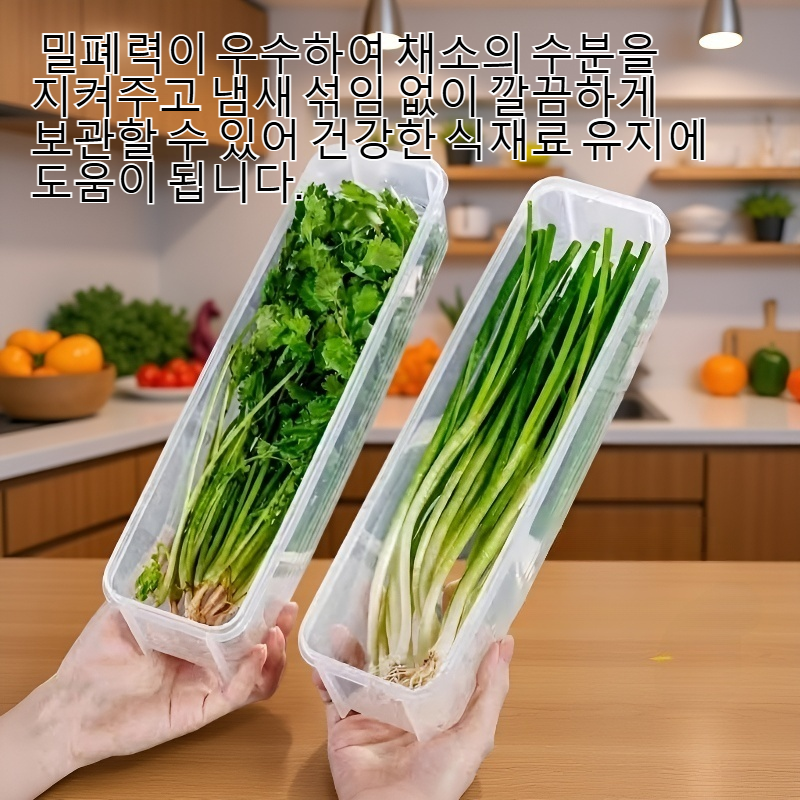 녹색 채소와 파를 보관하기 좋은 직사각형 식품 보관함