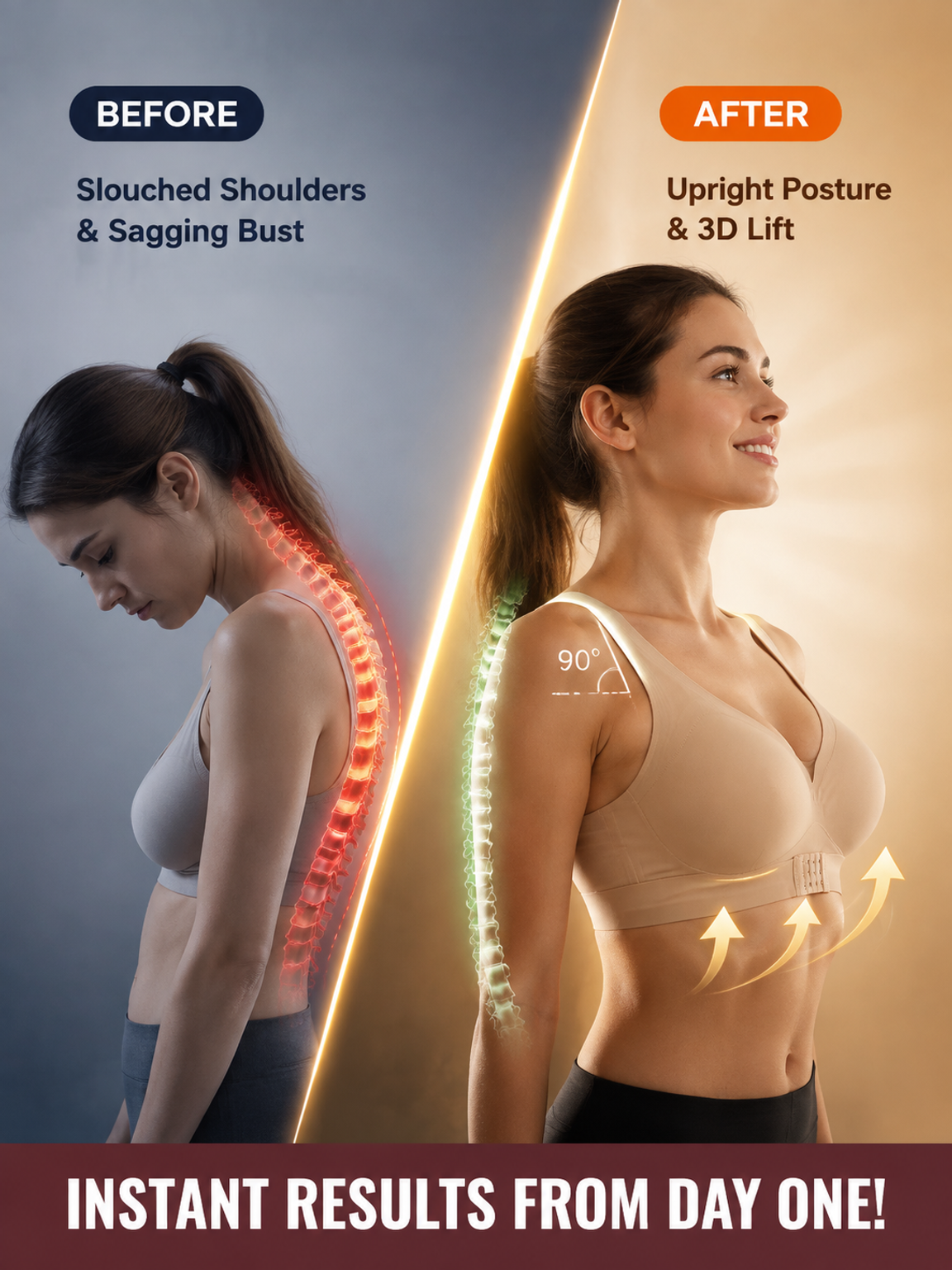 Correction, gathering, shockproof, three-in-one fixed cup sports bra