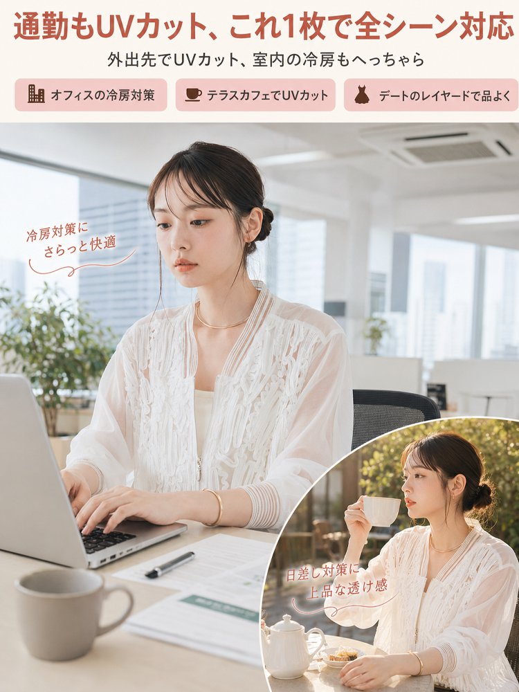 大人フェミニンなシアーレースブルゾン