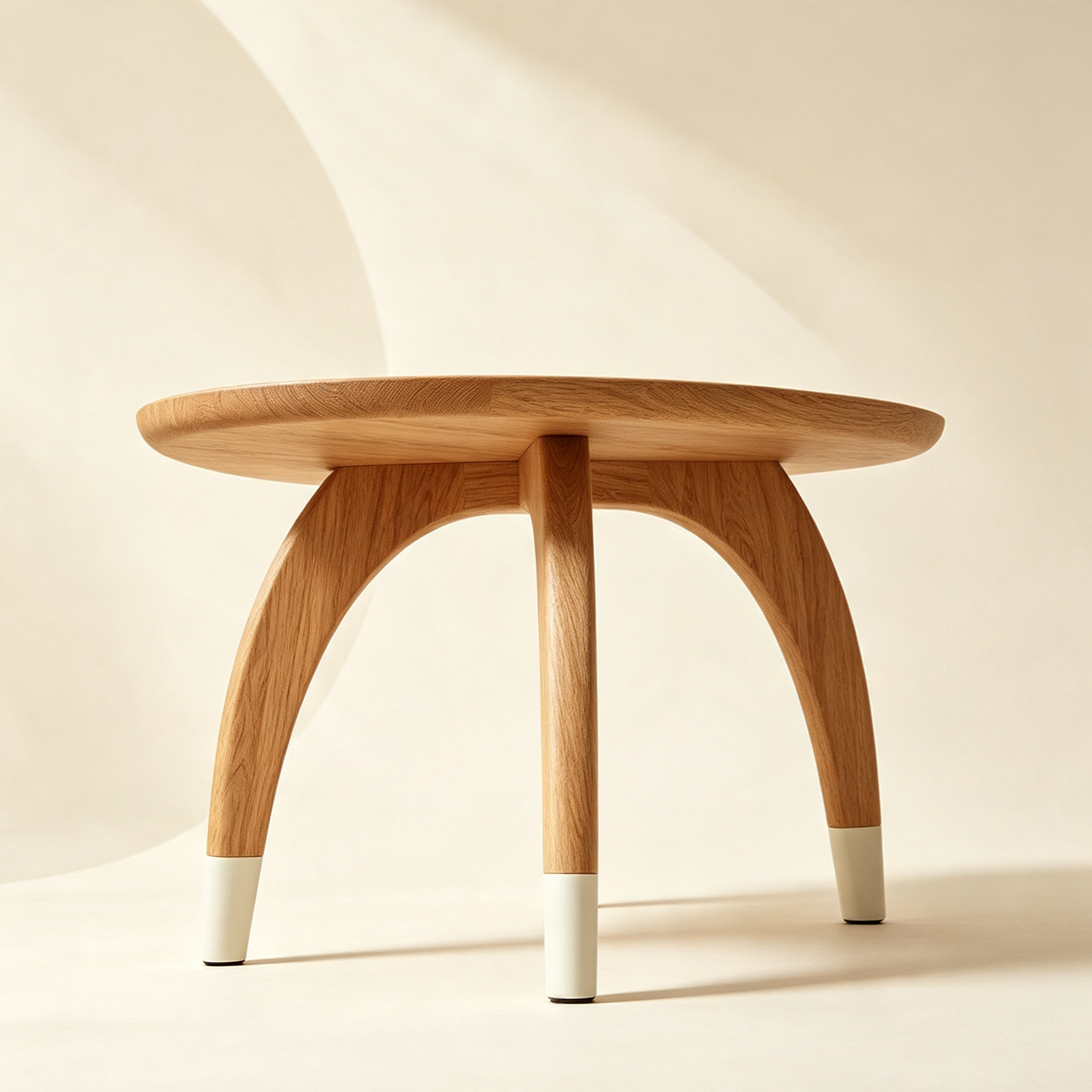 small oval side table made of solid wood